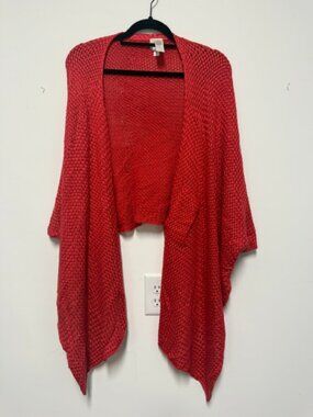 NWOT Chicos Coral Basket Weave Wrap Shrug Size L/XL Beautiful Knit Wrap/Srug